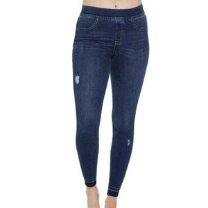 Spanx Mid Rise Distressed Skinny Jeans Shaping Stretch L